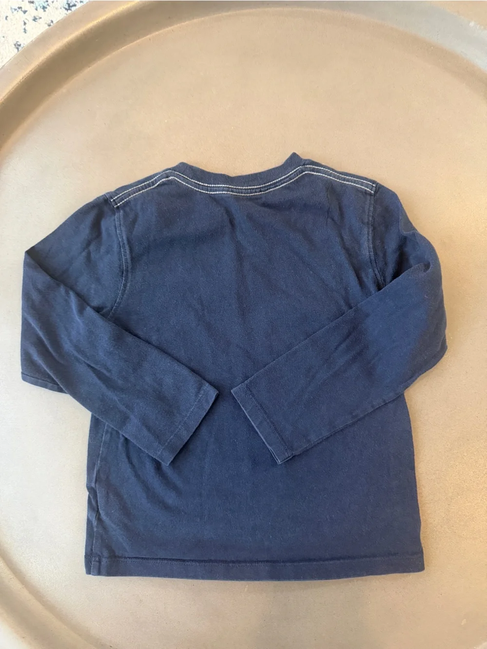 GAP Navy and White Long Sleeve Logo Tee